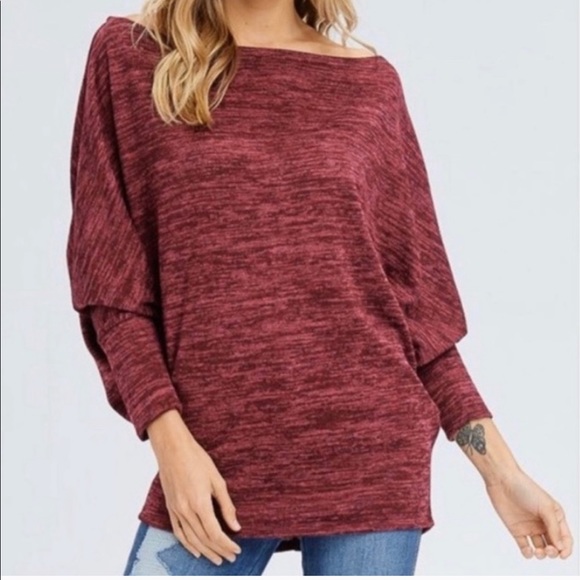 Marbled Knit Dolman Top Rust - Picture 6 of 7